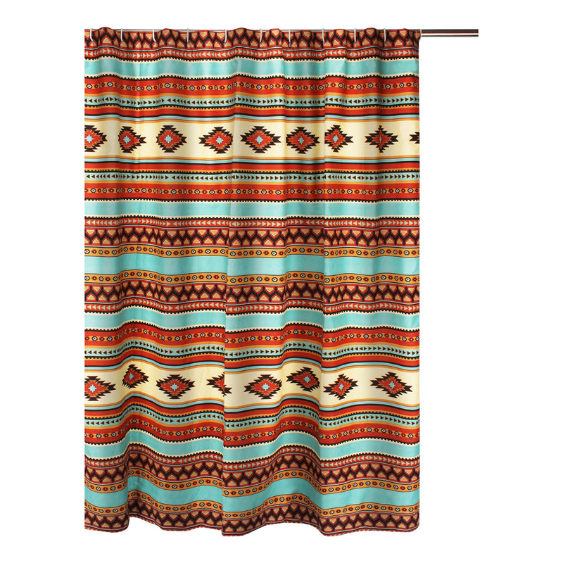Tagus 72 Inch Shower Curtain Natural Southwest Patterns Button Holes-zoom-