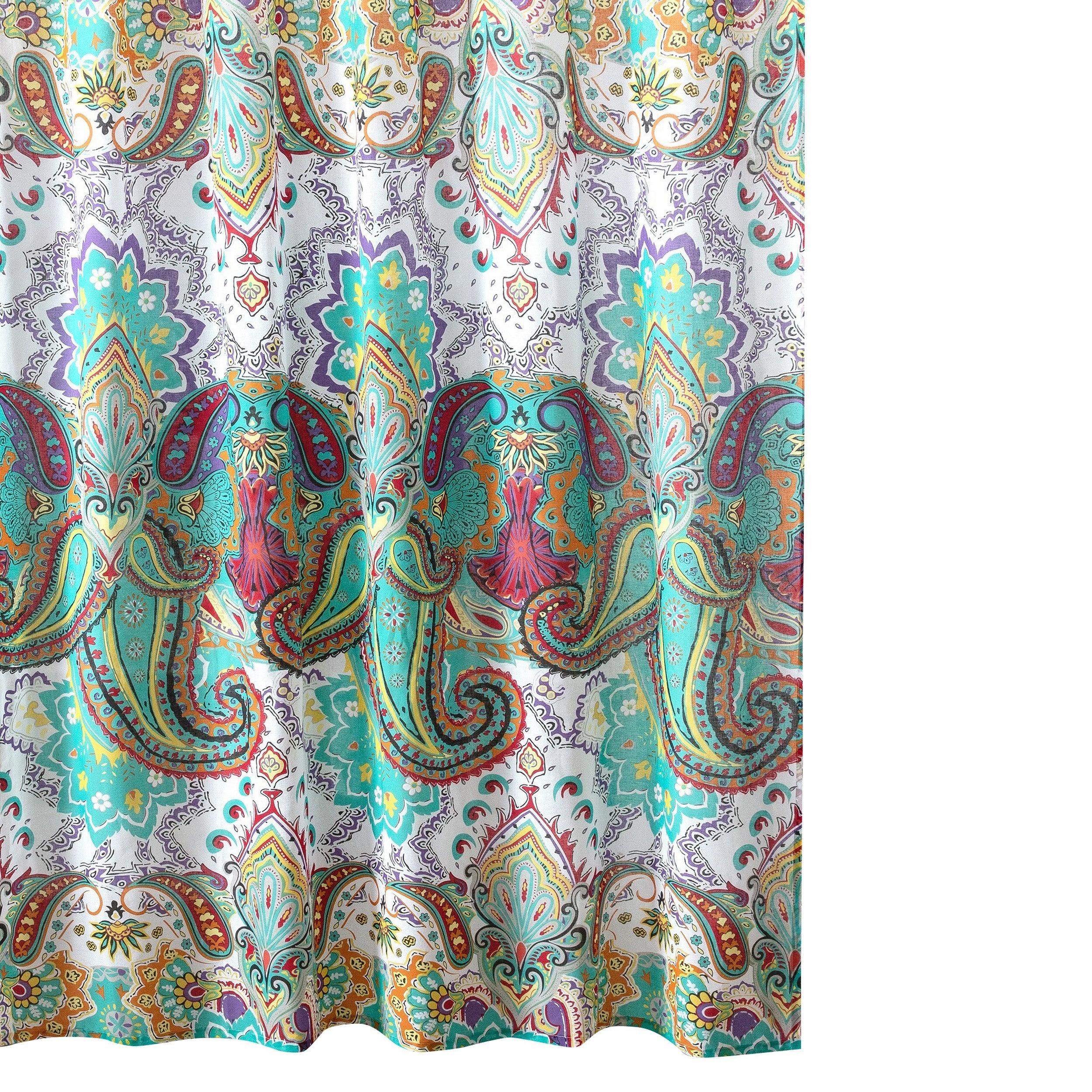 Vana 72 Inch Shower Curtain Microfiber Fabric Blue And Red Paisleys Print-zoom-4