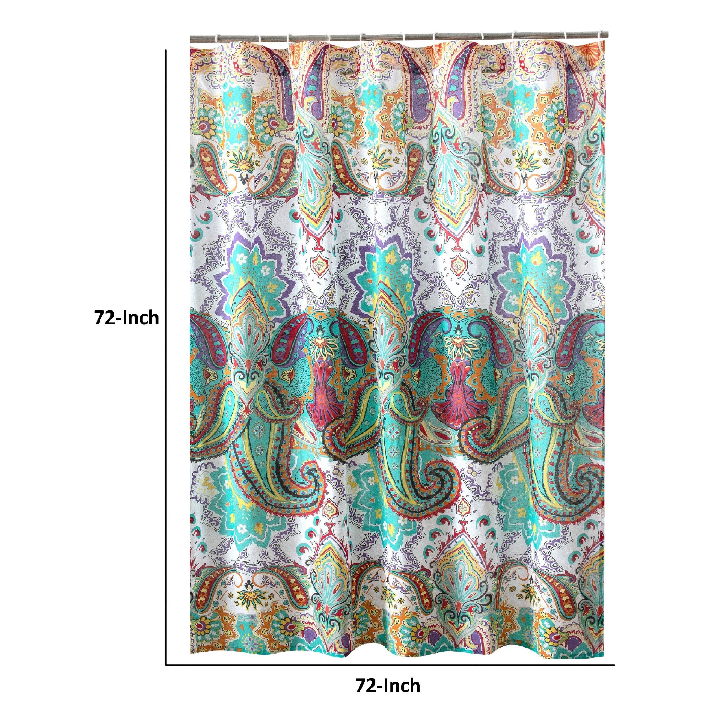 Vana 72 Inch Shower Curtain Microfiber Fabric Blue And Red Paisleys Print-zoom-5