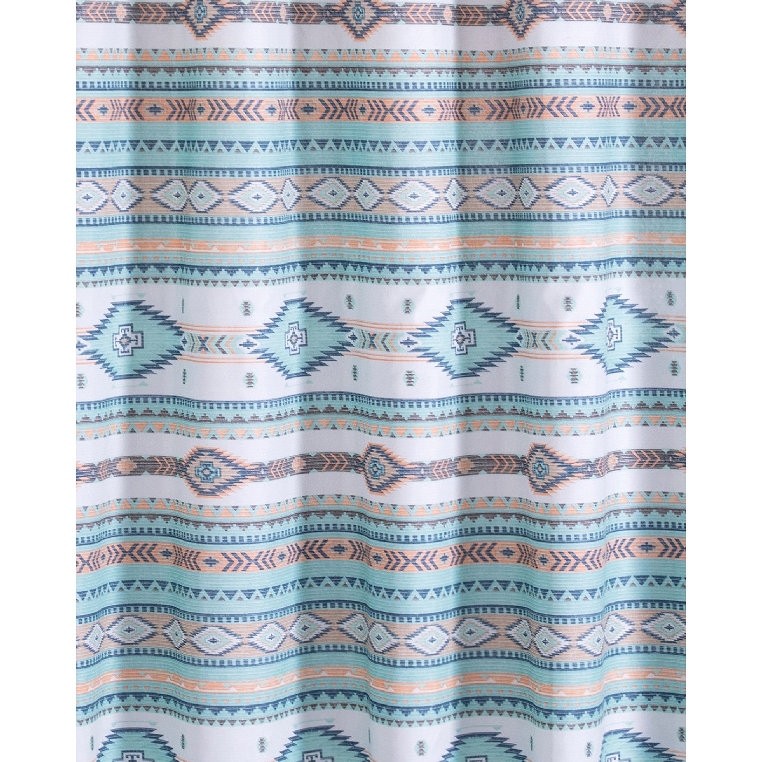 Kiev 72 Inch Shower Curtain Microfiber Blue Southwest Design Button Holes-zoom-3