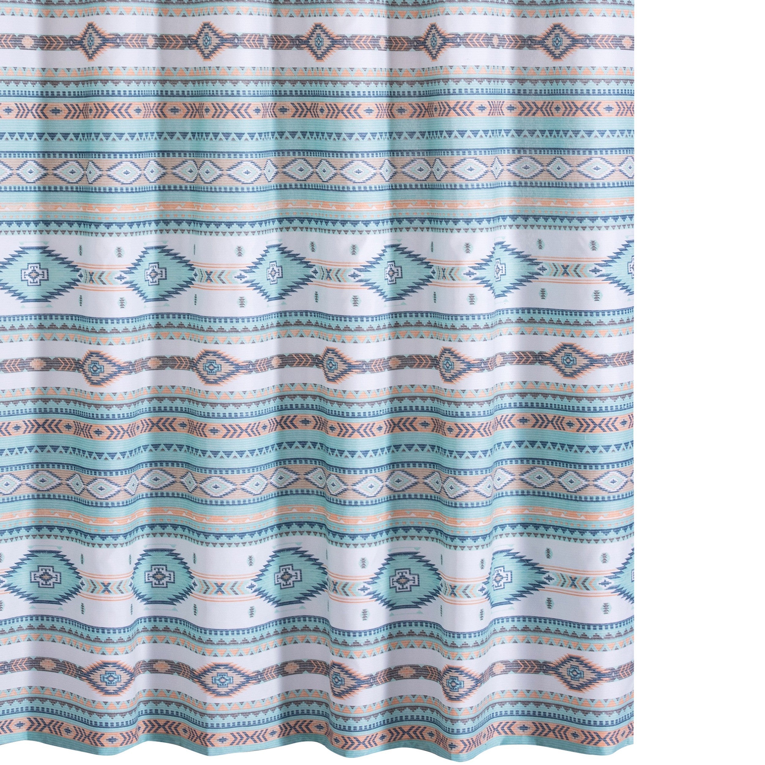 Kiev 72 Inch Shower Curtain Microfiber Blue Southwest Design Button Holes-zoom-4