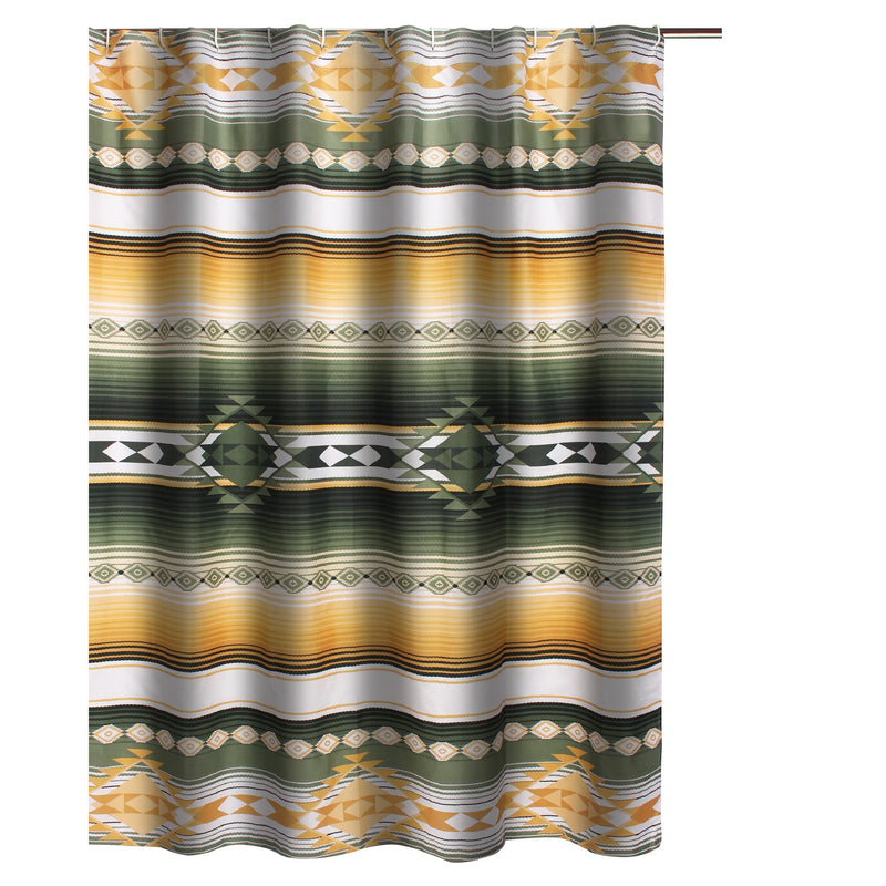 Jashua 72 Inch Shower Curtain Southwest Style Yellow Stripes Button Holes-zoom-