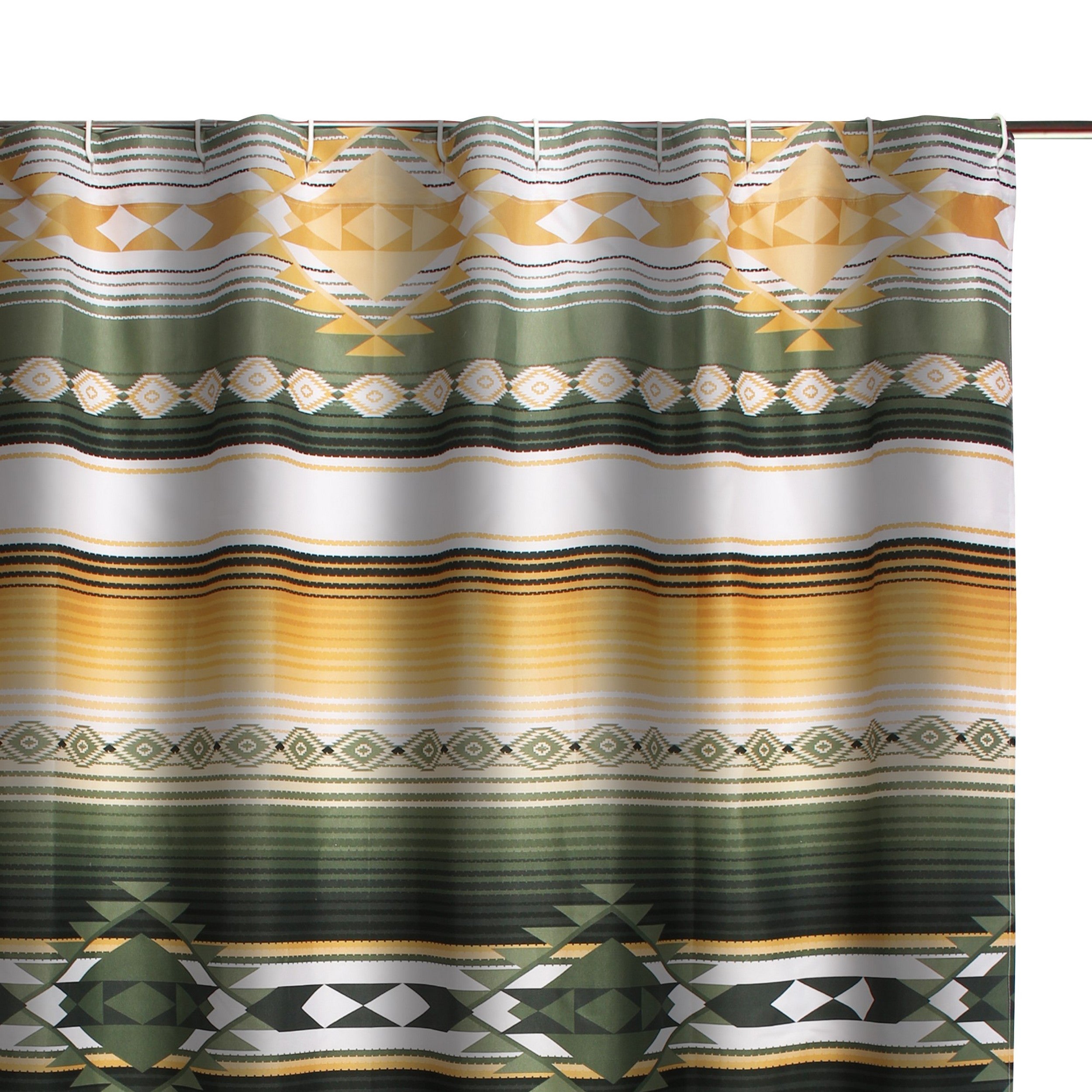 Jashua 72 Inch Shower Curtain Southwest Style Yellow Stripes Button Holes-zoom-3