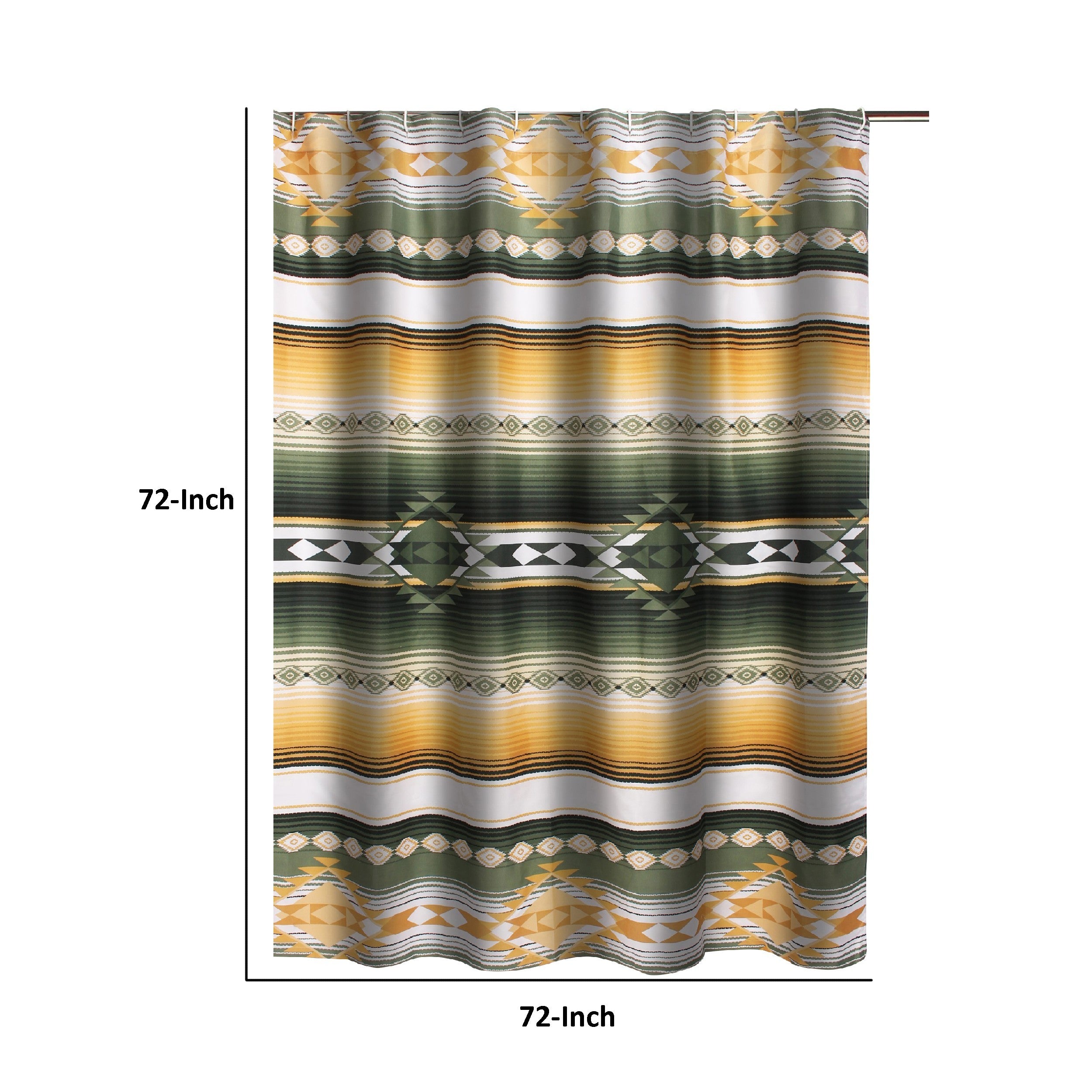 Jashua 72 Inch Shower Curtain Southwest Style Yellow Stripes Button Holes-zoom-5