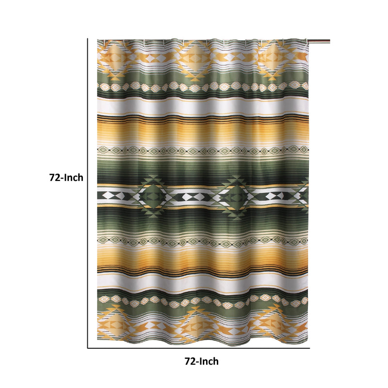 Jashua 72 Inch Shower Curtain Southwest Style Yellow Stripes Button Holes-zoom-