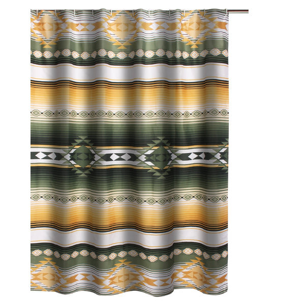 Jashua 72 Inch Shower Curtain Southwest Style Yellow Stripes Button Holes