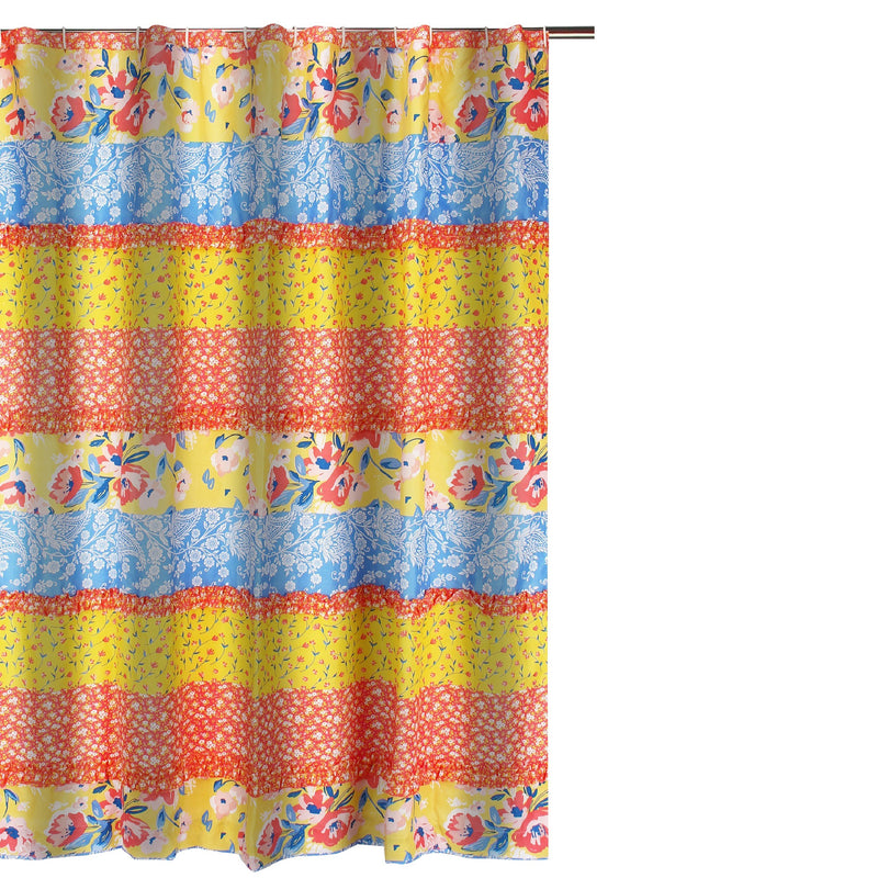 Lio 72 X 72 Inch Shower Curtain Ruffled Rows Bohemian Multicolor-zoom-