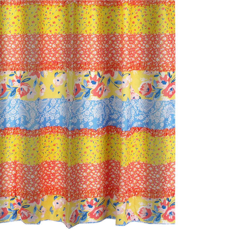 Lio 72 X 72 Inch Shower Curtain Ruffled Rows Bohemian Multicolor-zoom-