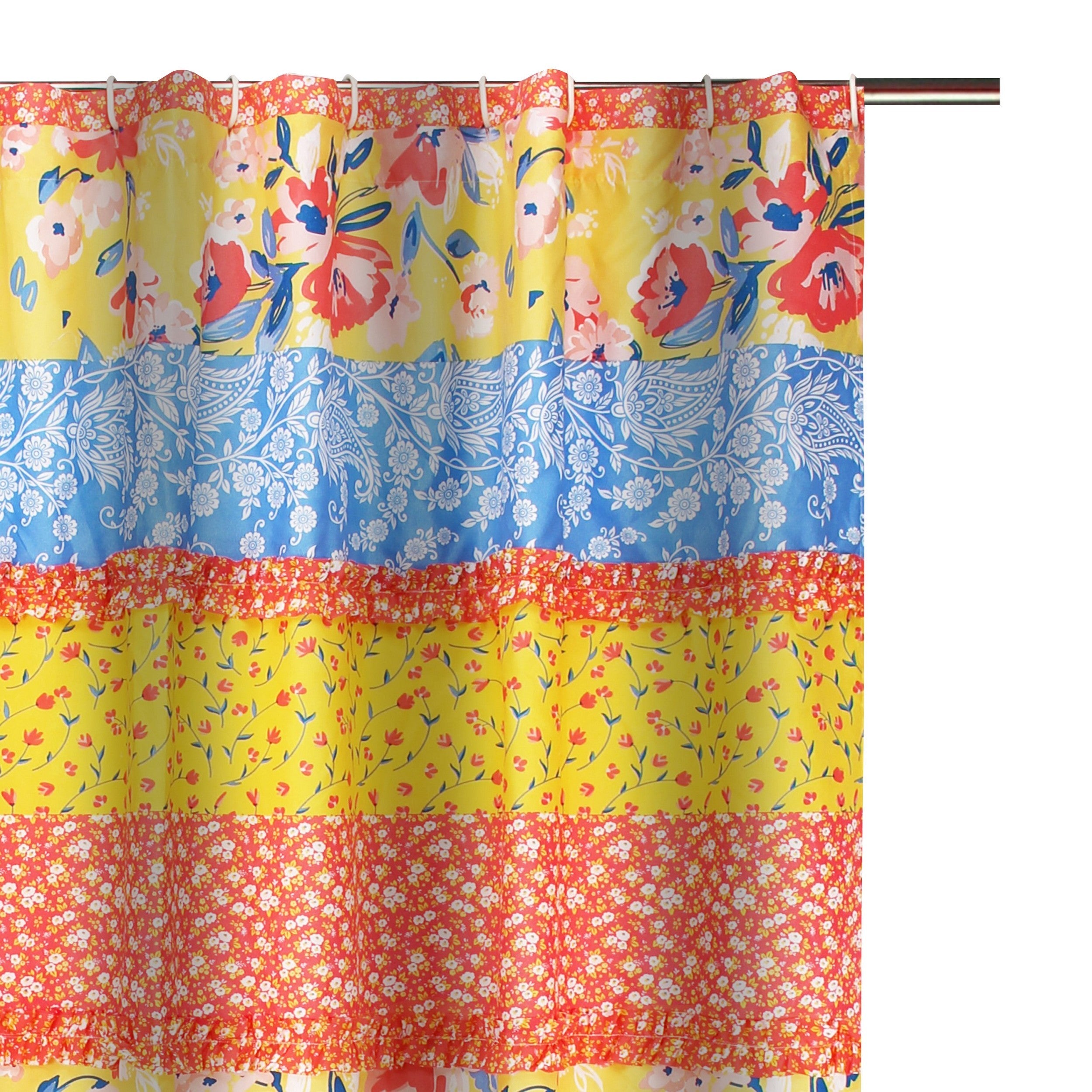 Lio 72 X 72 Inch Shower Curtain Ruffled Rows Bohemian Multicolor-zoom-3