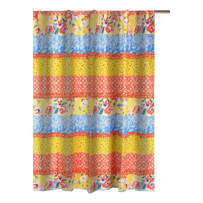 Lio 72 X 72 Inch Shower Curtain Ruffled Rows Bohemian Multicolor-zoom-