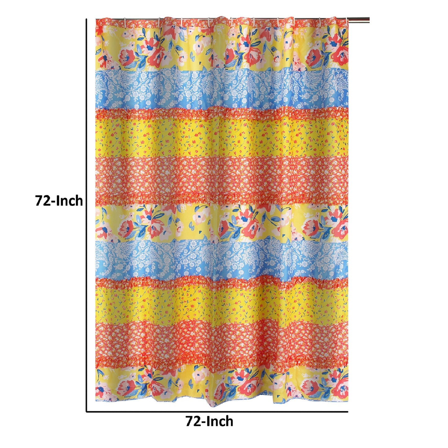 Lio 72 X 72 Inch Shower Curtain Ruffled Rows Bohemian Multicolor