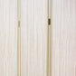 71 Inch Folding Screen Room Divider, 3 Textured Panels, Gray Leather Trim