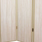 71 Inch Folding Screen Room Divider, 3 Textured Panels, Gray Leather Trim