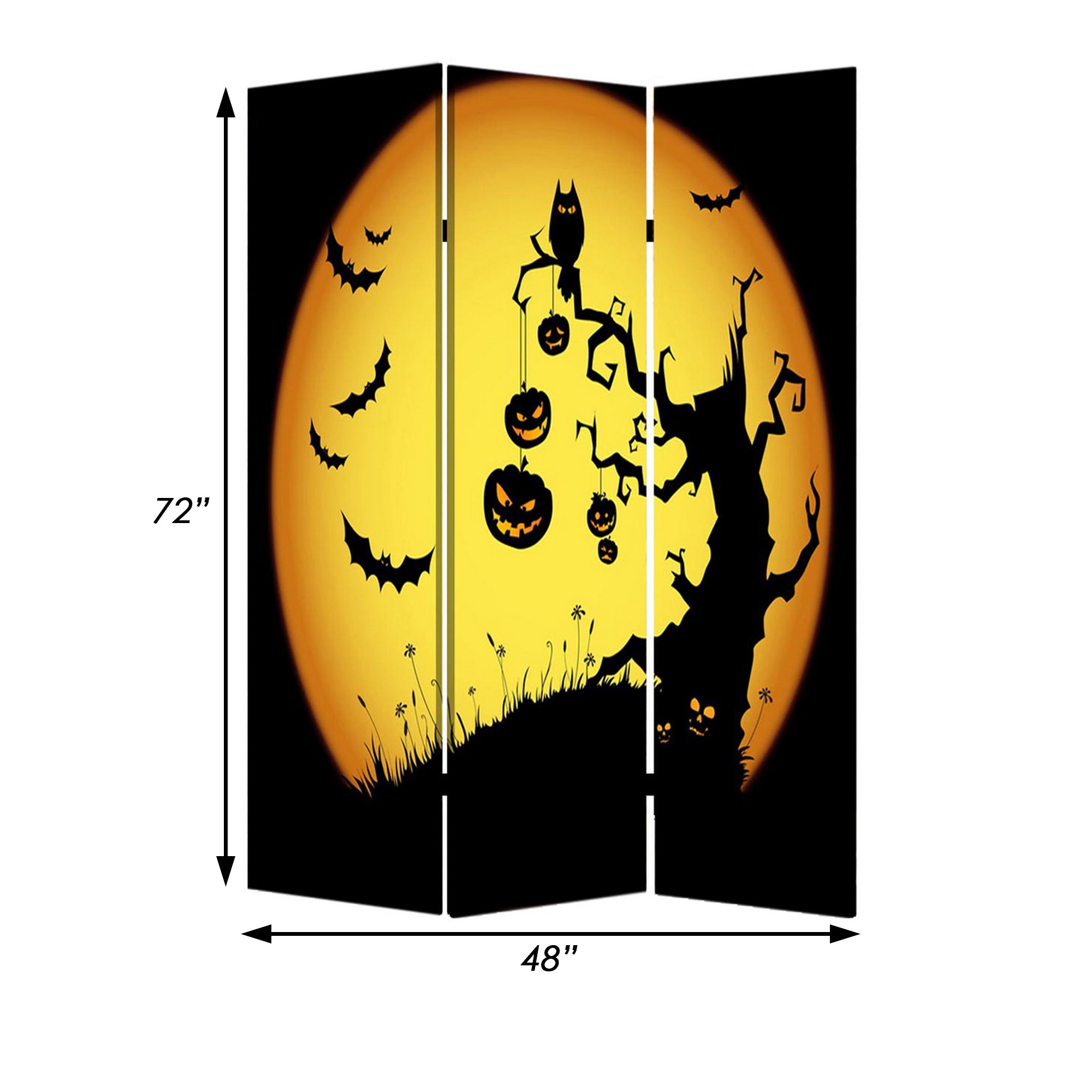 Liva 71 Inch Folding Screen Room Divider, Halloween Harvest Moon Design-zoom-5