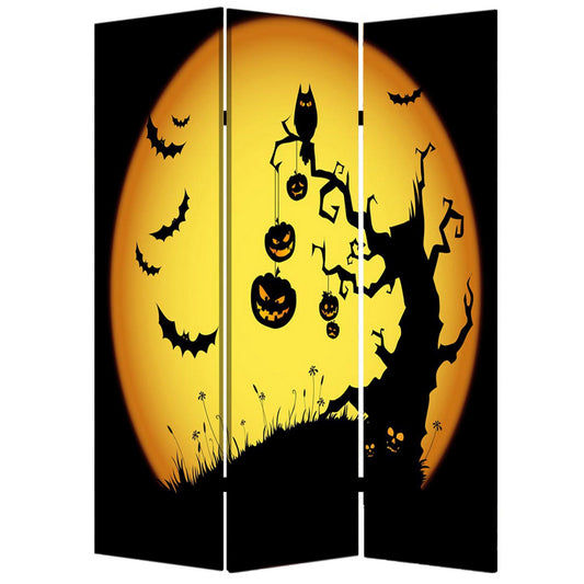 Liva 71 Inch Folding Screen Room Divider, Halloween Harvest Moon Design