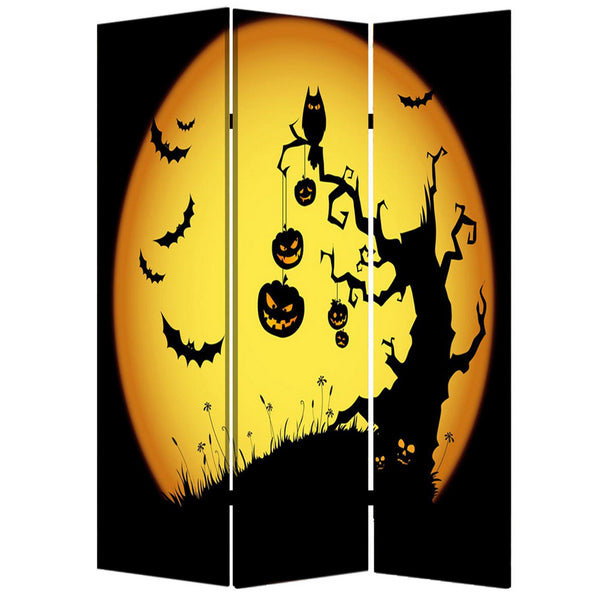 Liva 71 Inch Folding Screen Room Divider, Halloween Harvest Moon Design
