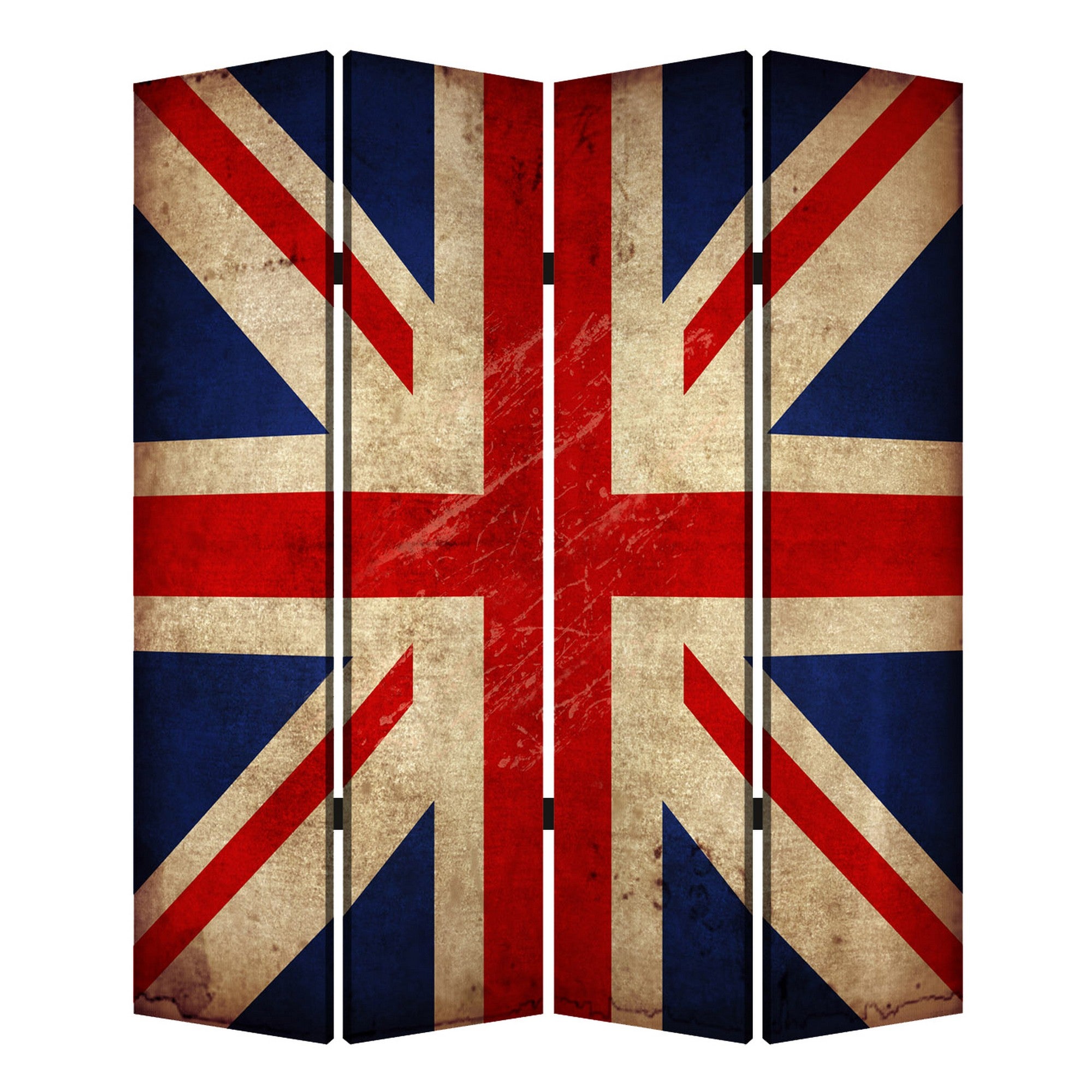 Alfie 71 Inch Folding Screen Room Divider, Union Jack Printing, 4 Panels-zoom-1
