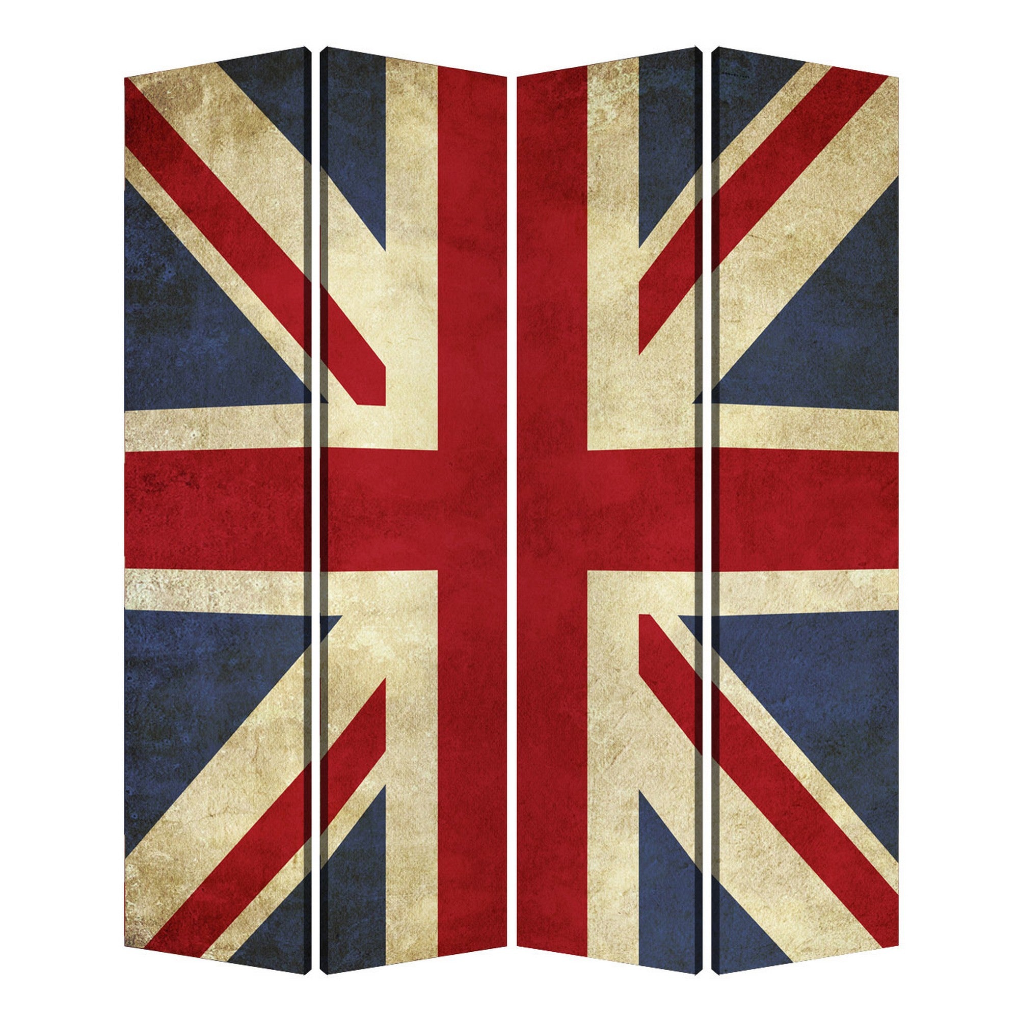 Alfie 71 Inch Folding Screen Room Divider, Union Jack Printing, 4 Panels-zoom-2