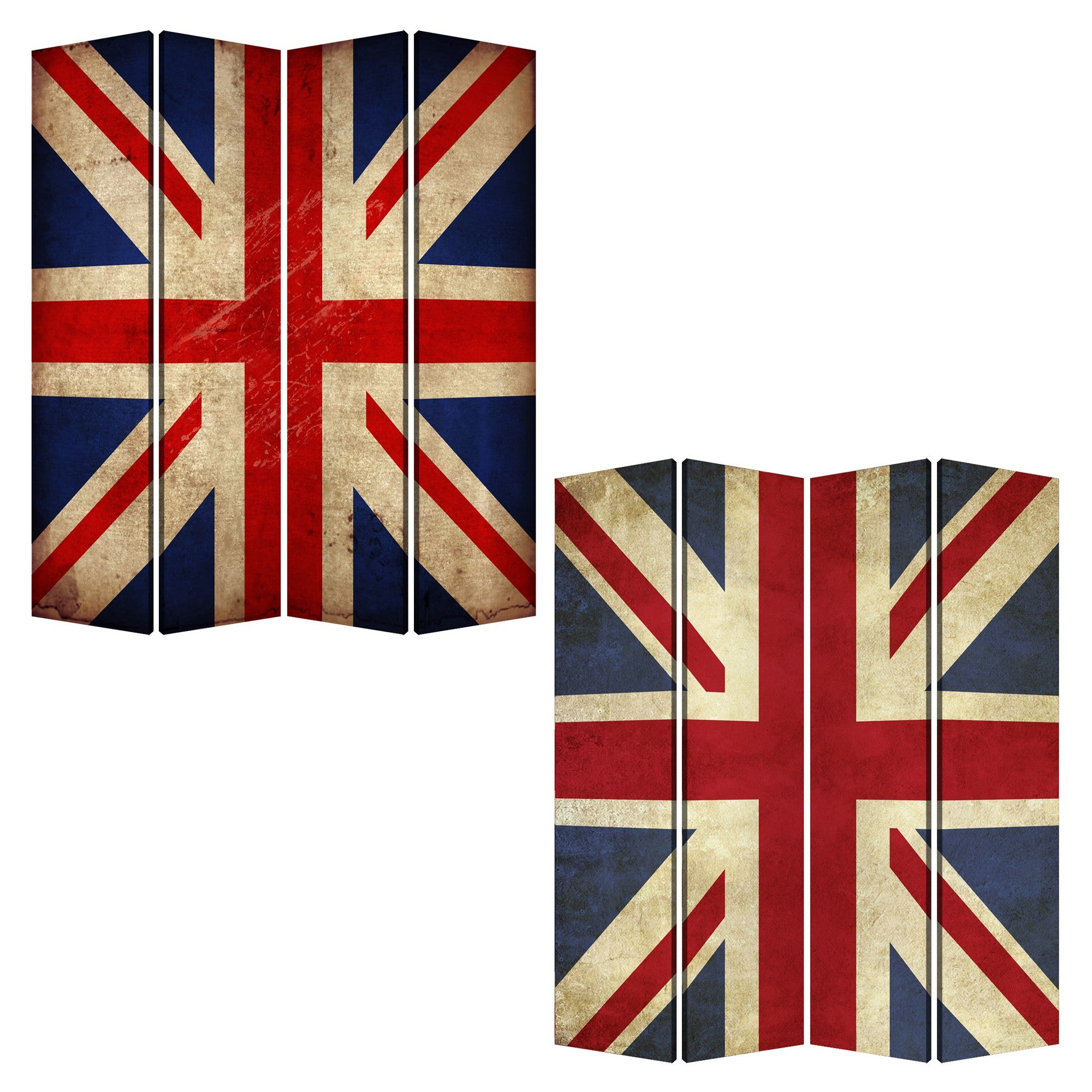 Alfie 71 Inch Folding Screen Room Divider, Union Jack Printing, 4 Panels-zoom-3