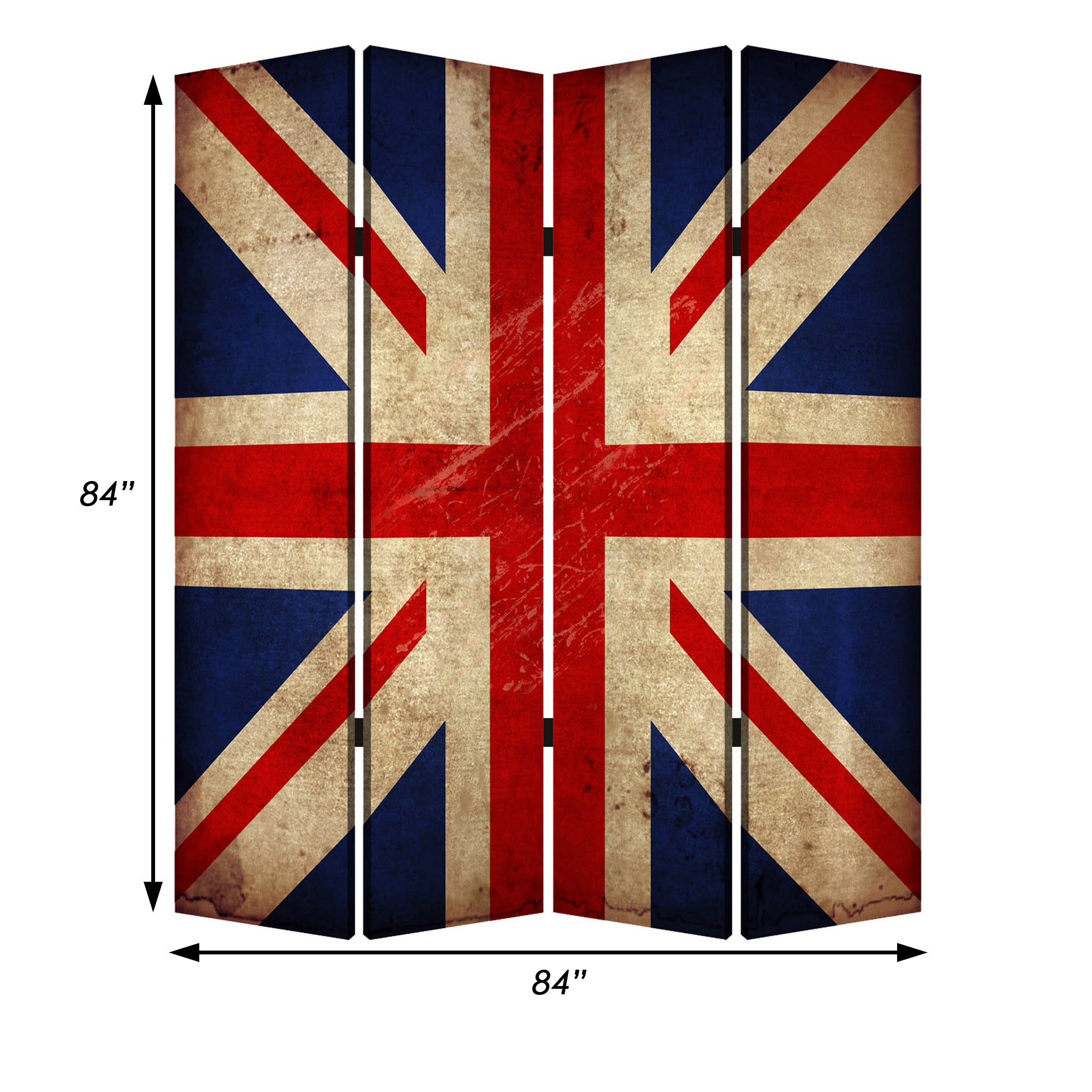 Alfie 71 Inch Folding Screen Room Divider, Union Jack Printing, 4 Panels-zoom-5