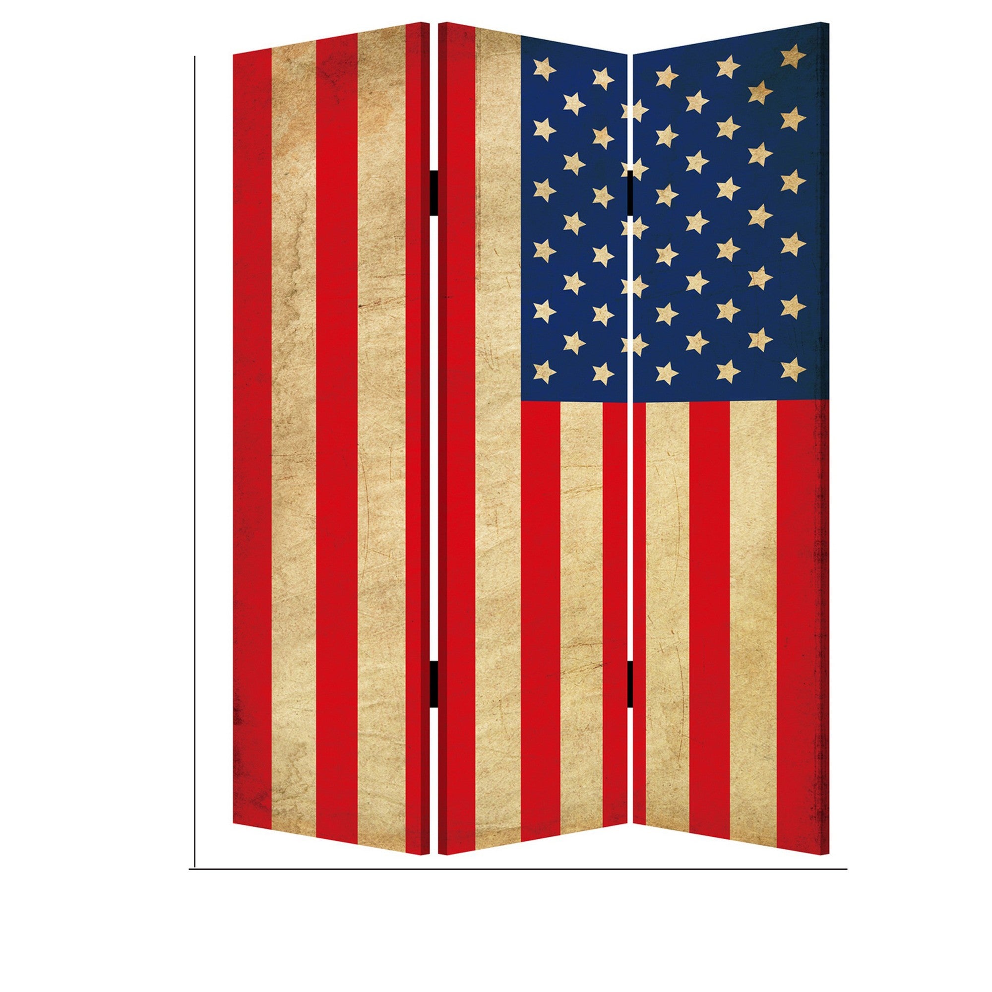 Alfie 71 Inch Folding Screen Room Divider, USA Stars and Stripes Design-zoom-1