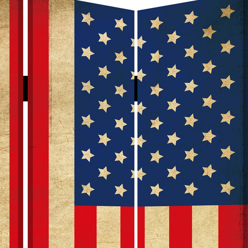 Alfie 71 Inch Folding Screen Room Divider, USA Stars and Stripes Design-zoom-