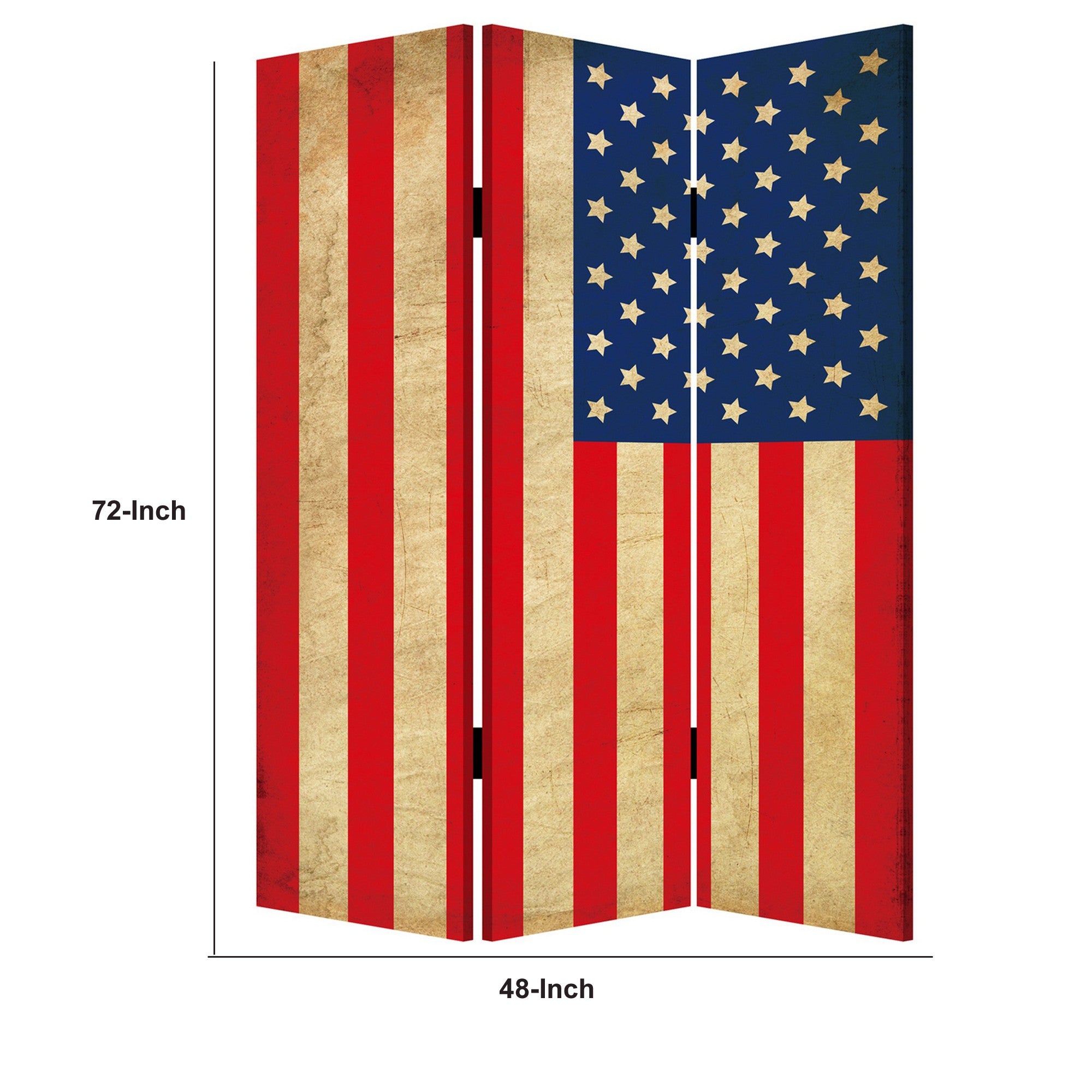Alfie 71 Inch Folding Screen Room Divider, USA Stars and Stripes Design-zoom-5