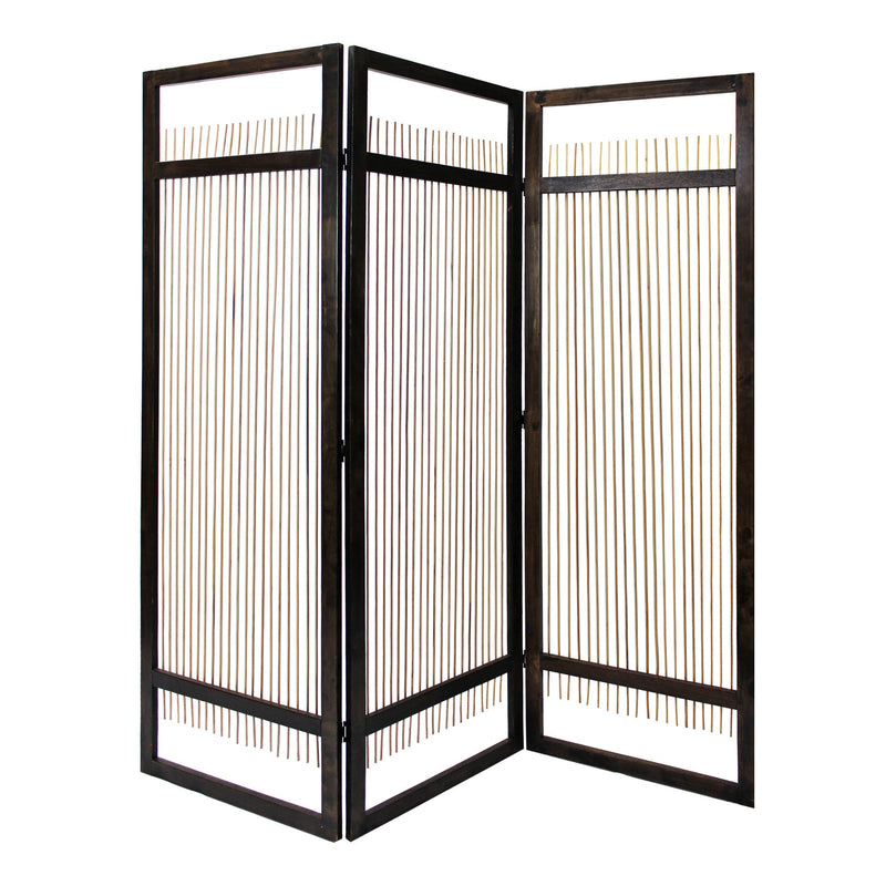 Yetta 72 x 72 Indoor Outdoor Folding Screen Room Divider, Willow, Brown-zoom-