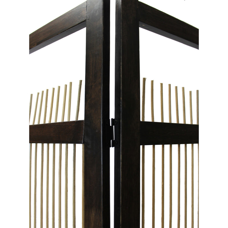 Yetta 72 x 72 Indoor Outdoor Folding Screen Room Divider, Willow, Brown-zoom-