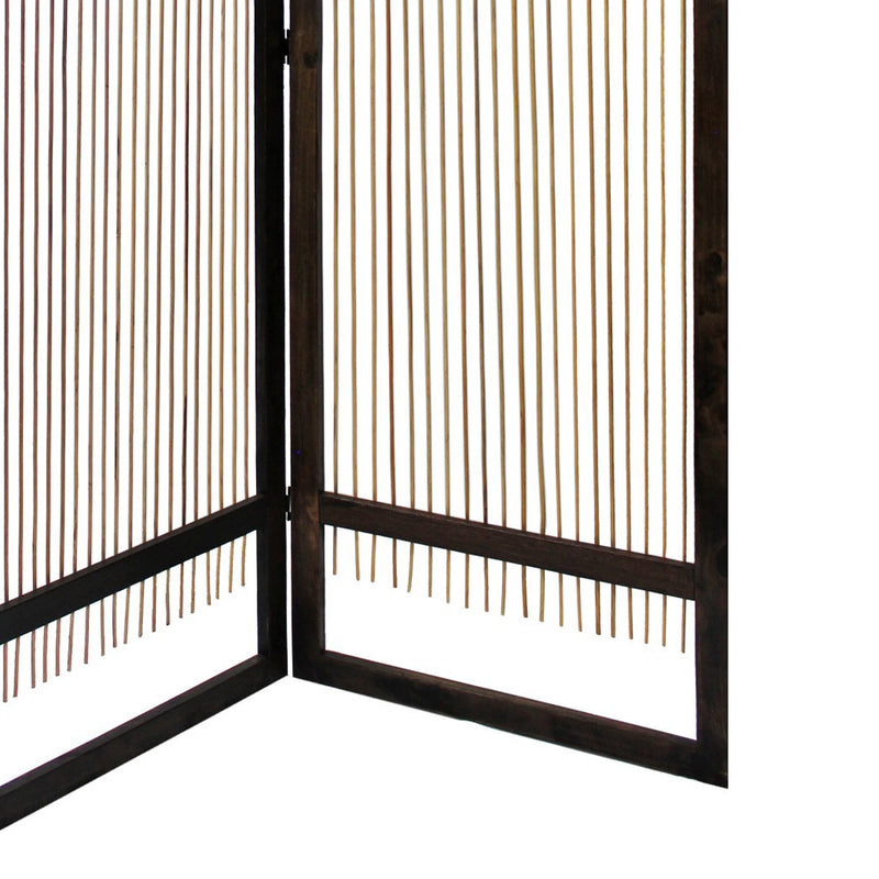 Yetta 72 x 72 Indoor Outdoor Folding Screen Room Divider, Willow, Brown-zoom-