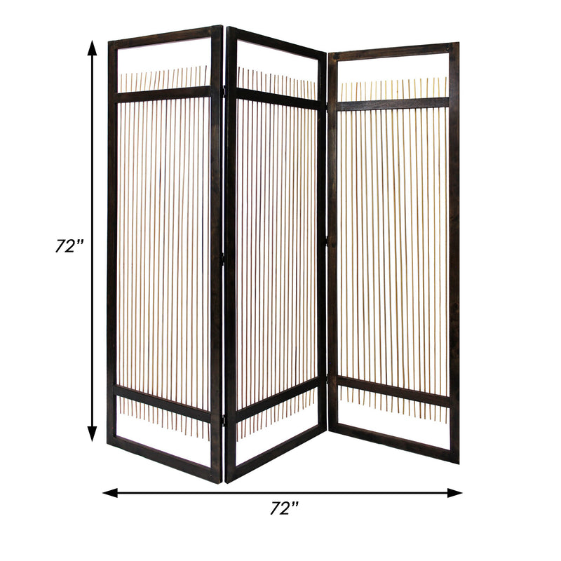 Yetta 72 x 72 Indoor Outdoor Folding Screen Room Divider, Willow, Brown-zoom-