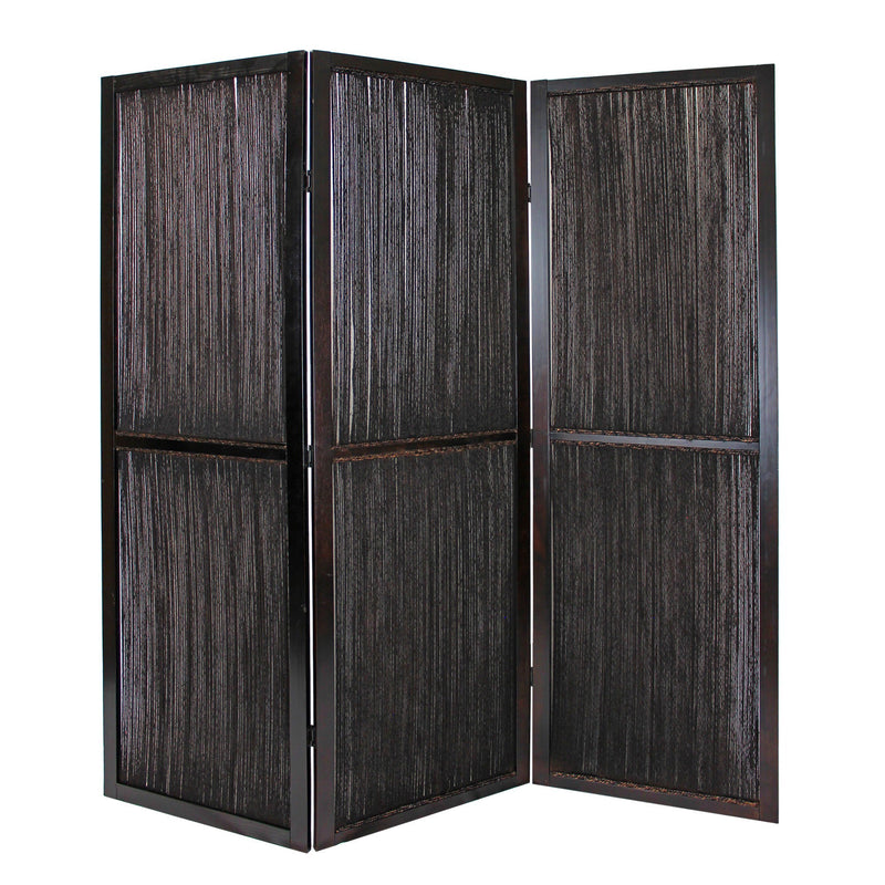 Yetta 72 x 72 Indoor Outdoor Folding Screen Room Divider, Handmade, Brown-zoom-