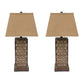 29 Inch Industrial Table Lamp Line Shade Honeycombed Metal Base