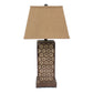 29 Inch Industrial Table Lamp Line Shade Honeycombed Metal Base