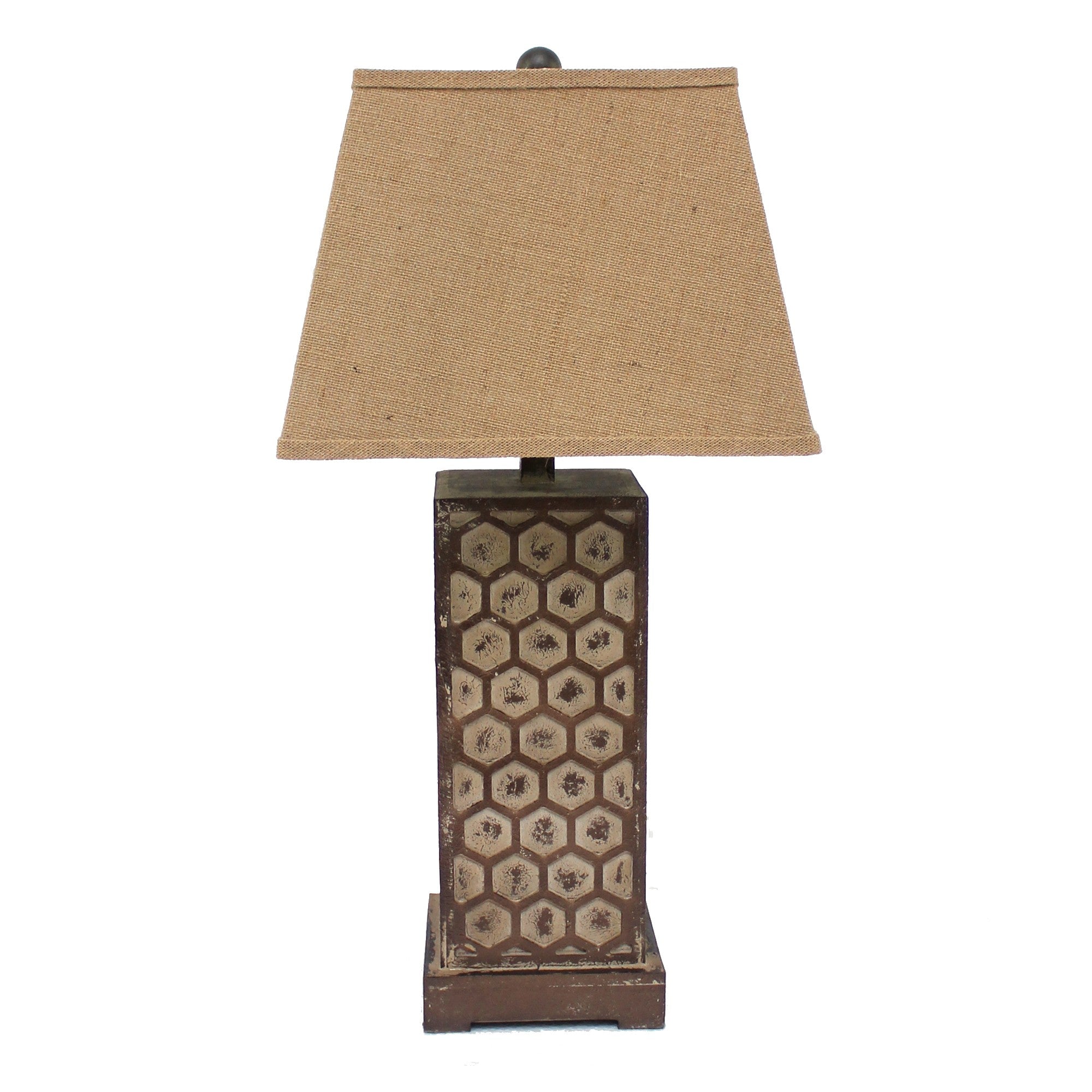 29 Inch Industrial Table Lamp Line Shade Honeycombed Metal Base-zoom-2