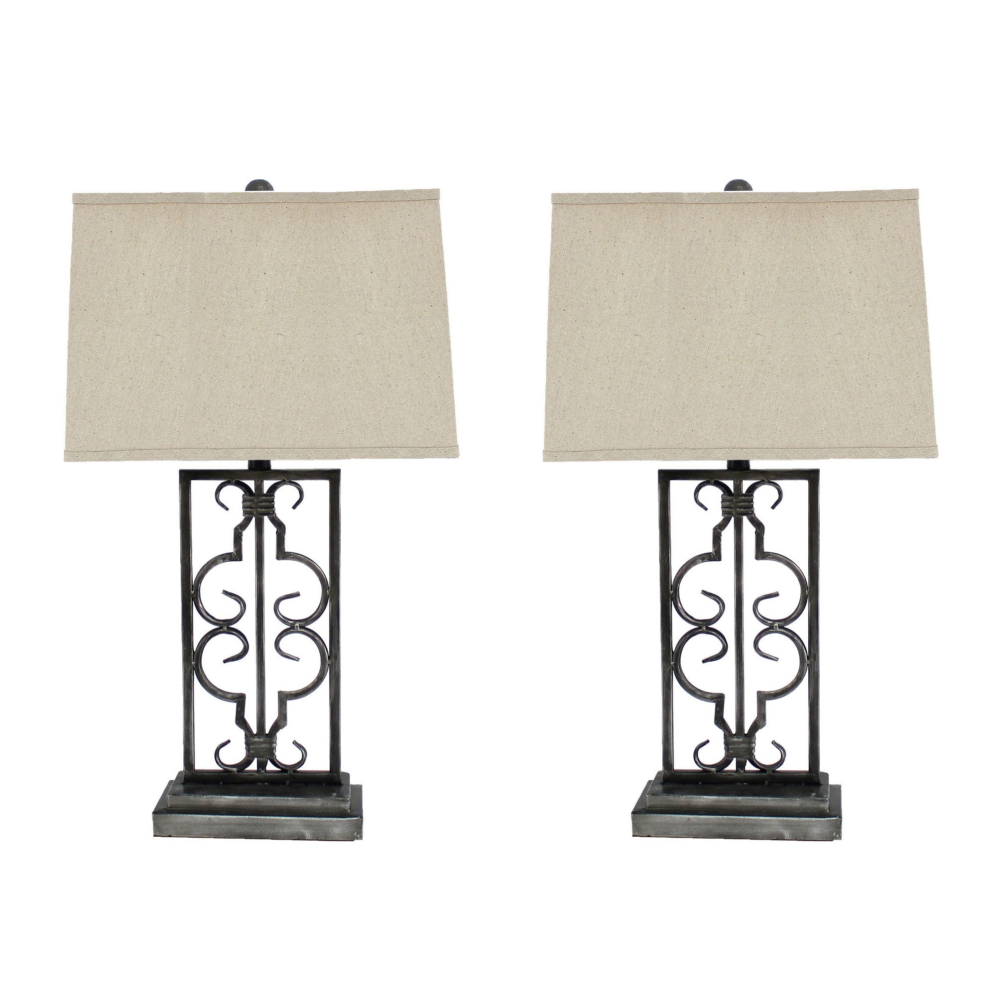 29 Inch Industrial Table Lamp Line Shade Stacked Pedestal Base Black-zoom-3
