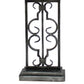 29 Inch Industrial Table Lamp Line Shade Stacked Pedestal Base Black