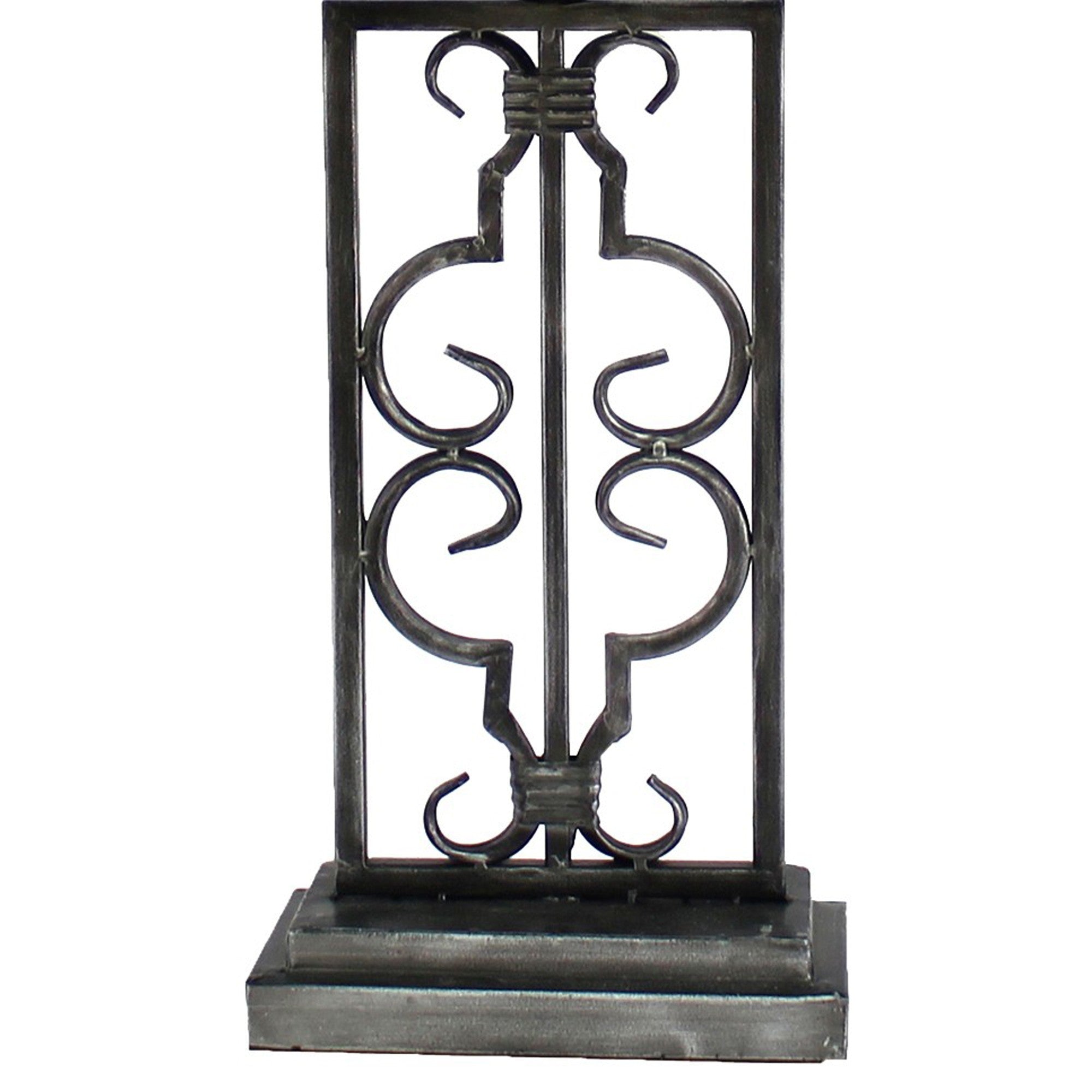 29 Inch Industrial Table Lamp Line Shade Stacked Pedestal Base Black-zoom-4