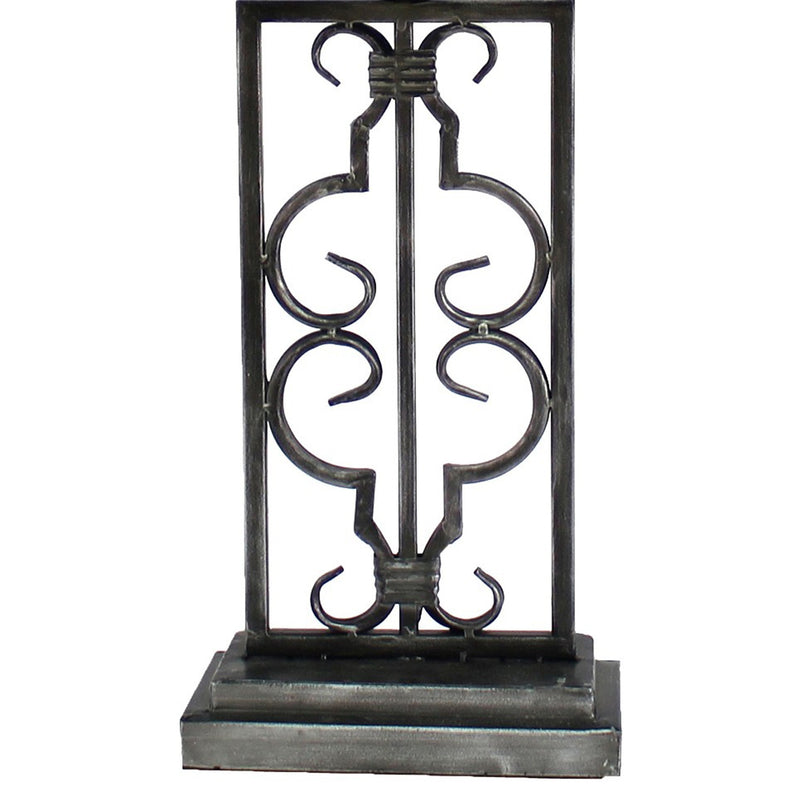 29 Inch Industrial Table Lamp Line Shade Stacked Pedestal Base Black-zoom-