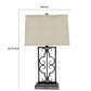 29 Inch Industrial Table Lamp Line Shade Stacked Pedestal Base Black