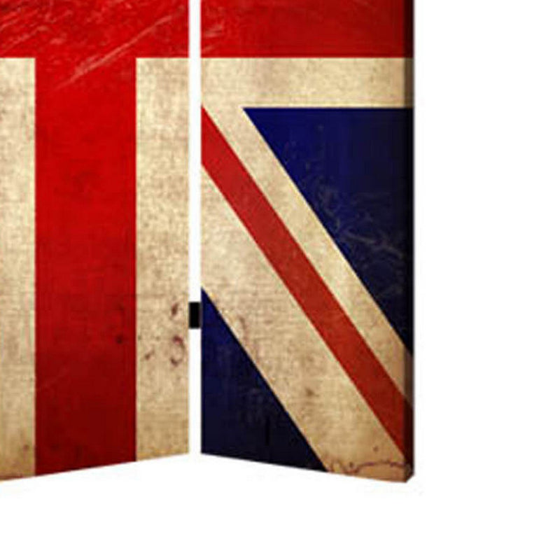 Alfie 71 Inch Folding Screen Room Divider, Union Jack Printing, 3 Panels-zoom-