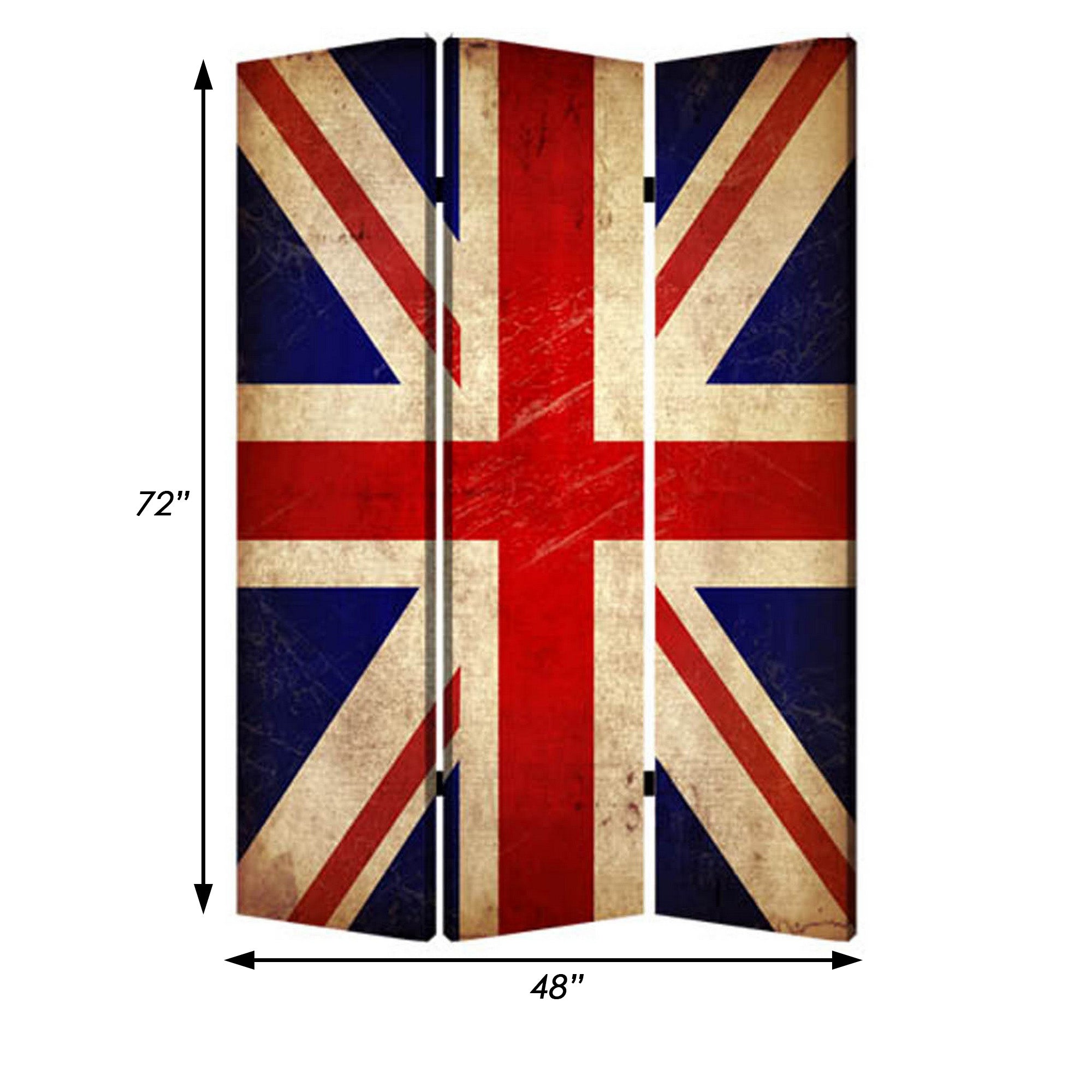 Alfie 71 Inch Folding Screen Room Divider, Union Jack Printing, 3 Panels-zoom-5