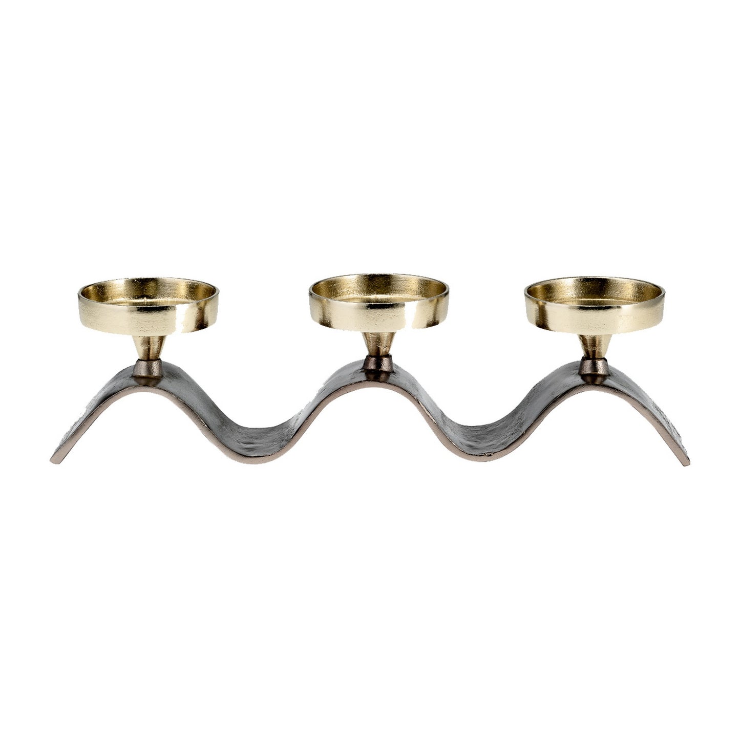 17 Inch Modern Metal Candle Holder 3 Slots Gold Nickel
