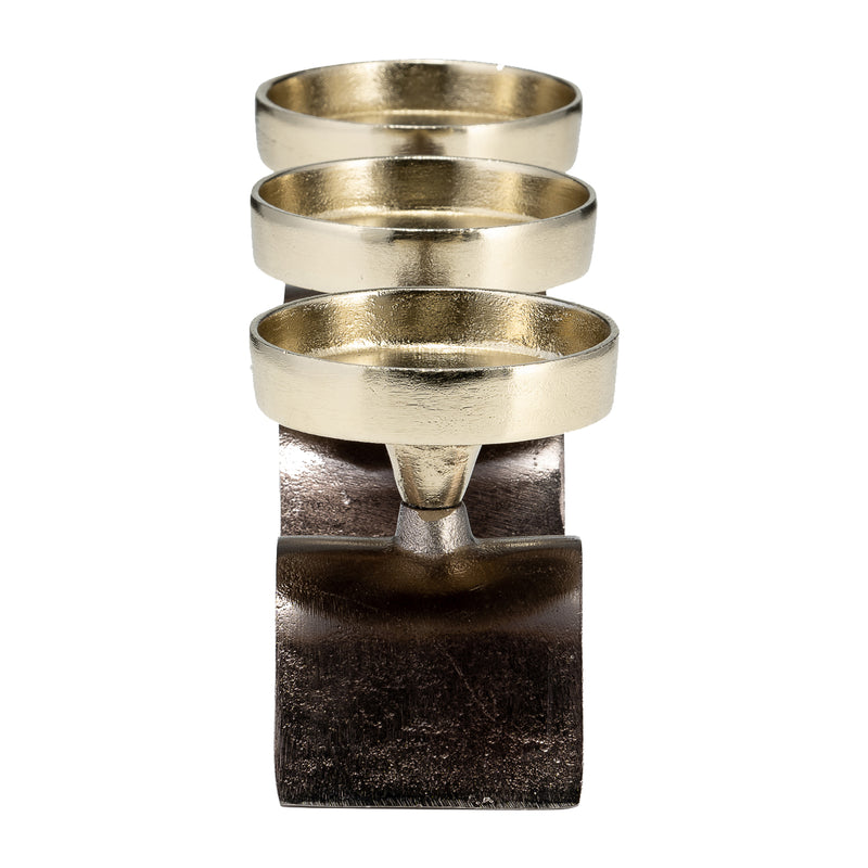17 Inch Modern Metal Candle Holder 3 Slots Gold Nickel-zoom-