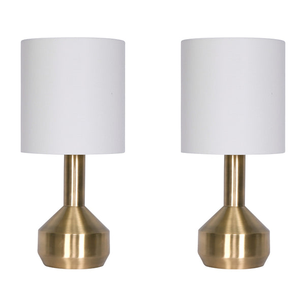24 Inch Set of 2 Modern Table Lamps with Polyester Shade Bronze Metal Base