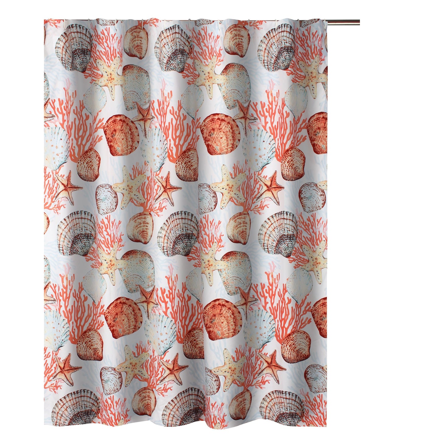 Gul 72 Inch Shower Curtain Soft Polyester Coastal Print Design