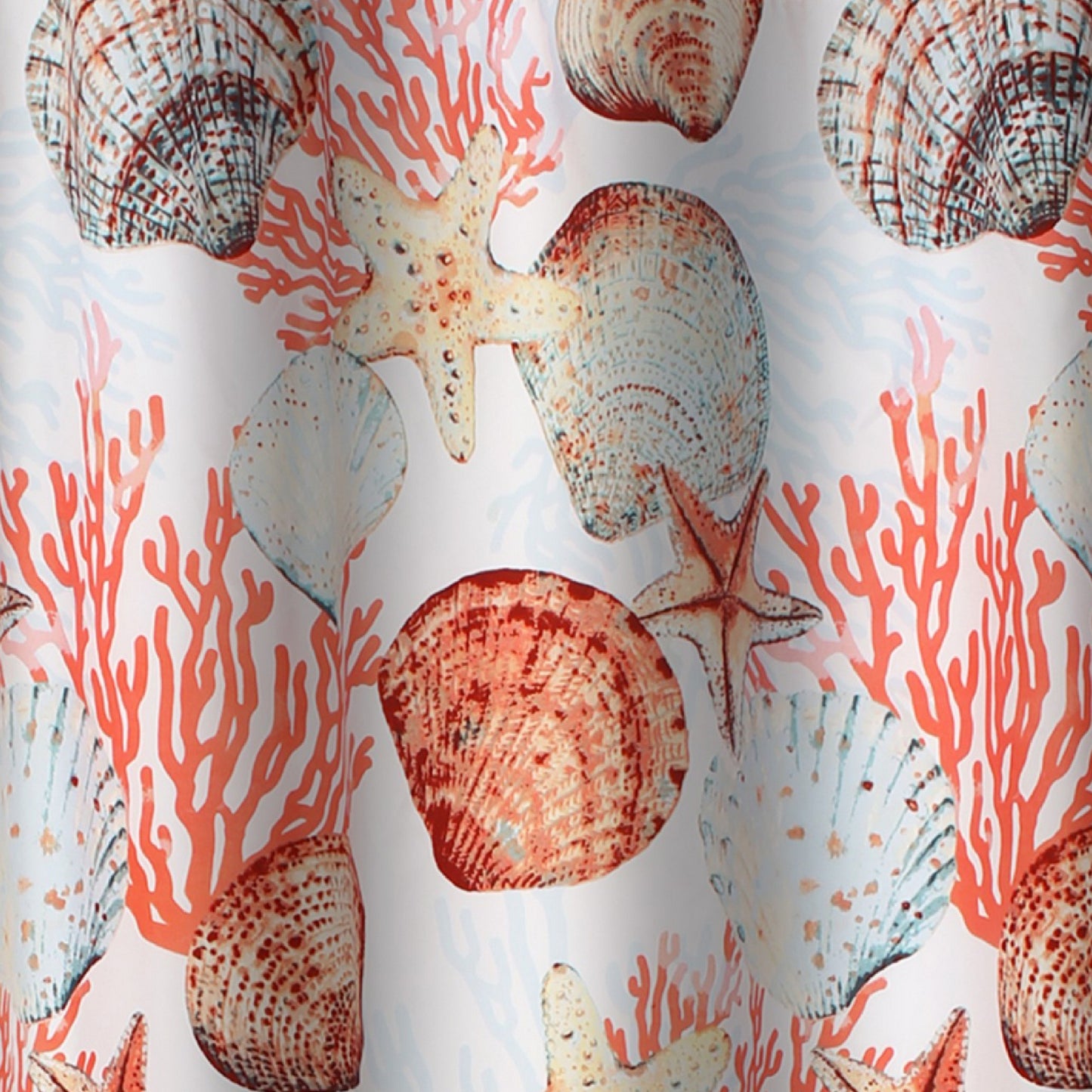 Gul 72 Inch Shower Curtain Soft Polyester Coastal Print Design