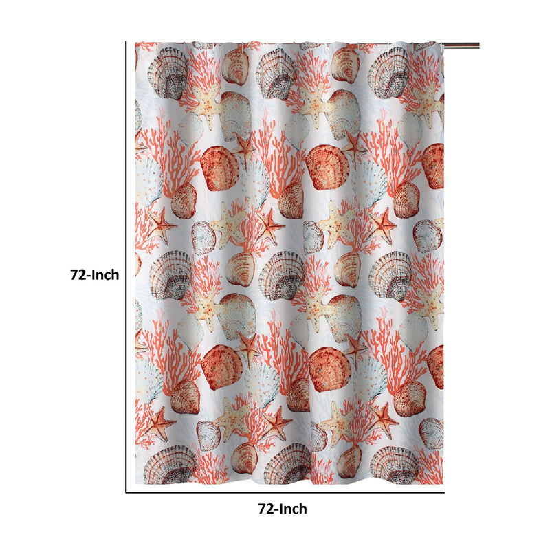 Gul 72 Inch Shower Curtain Soft Polyester Coastal Print Design-zoom-