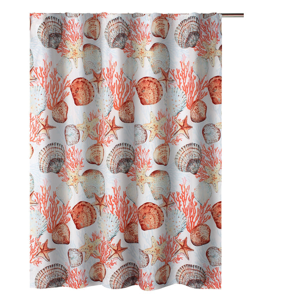 Gul 72 Inch Shower Curtain Soft Polyester Coastal Print Design