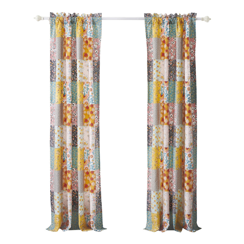 Turin 84 Inch Window Curtains Brushed Microfiber Multicolor Patchwork-zoom-